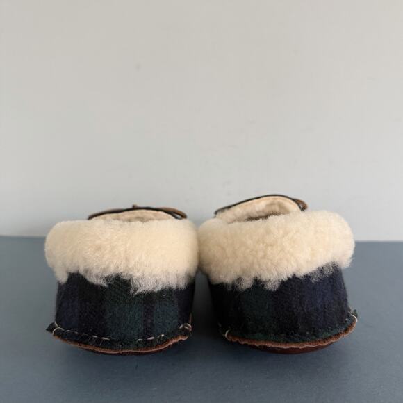 Polo Ralph Lauren Yarmond Slippers Shearling Lined Blackwatch Plaid NWOB Mens 9 - Picture 9 of 11